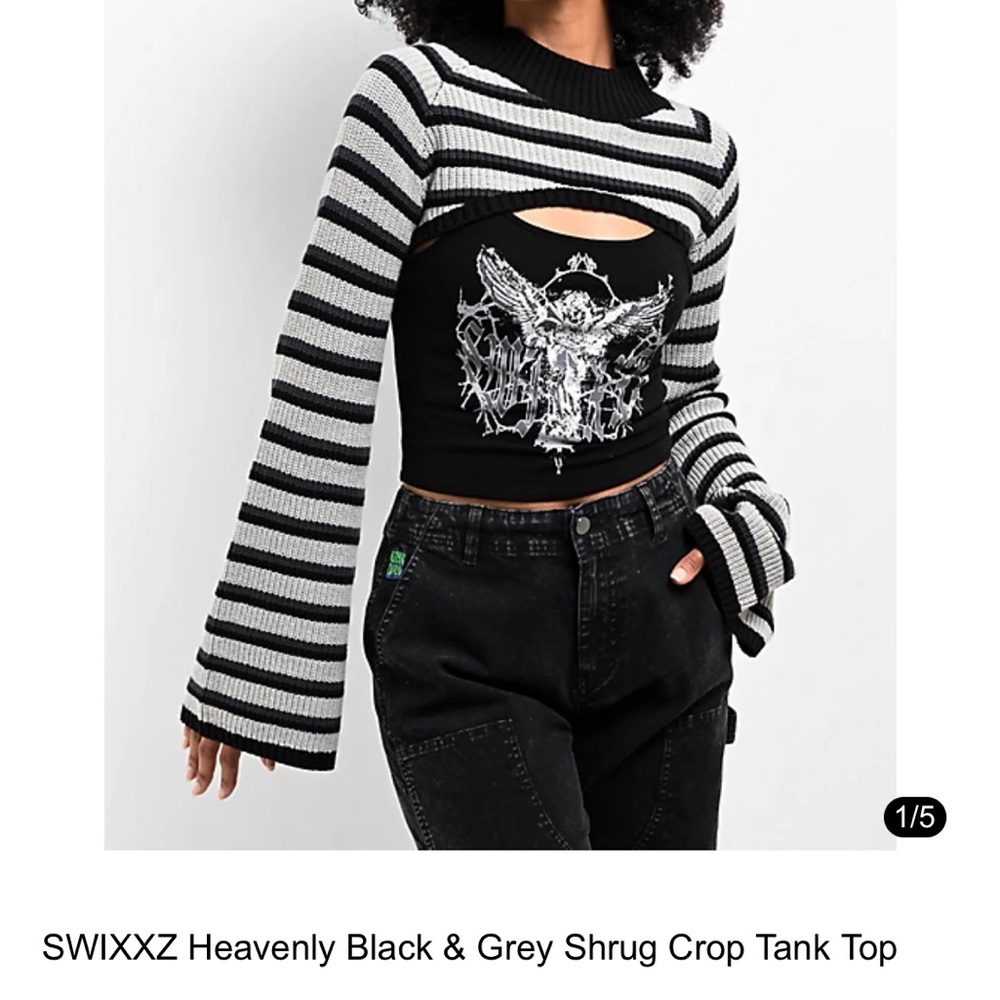 Black & Gray Shrug Crop Top